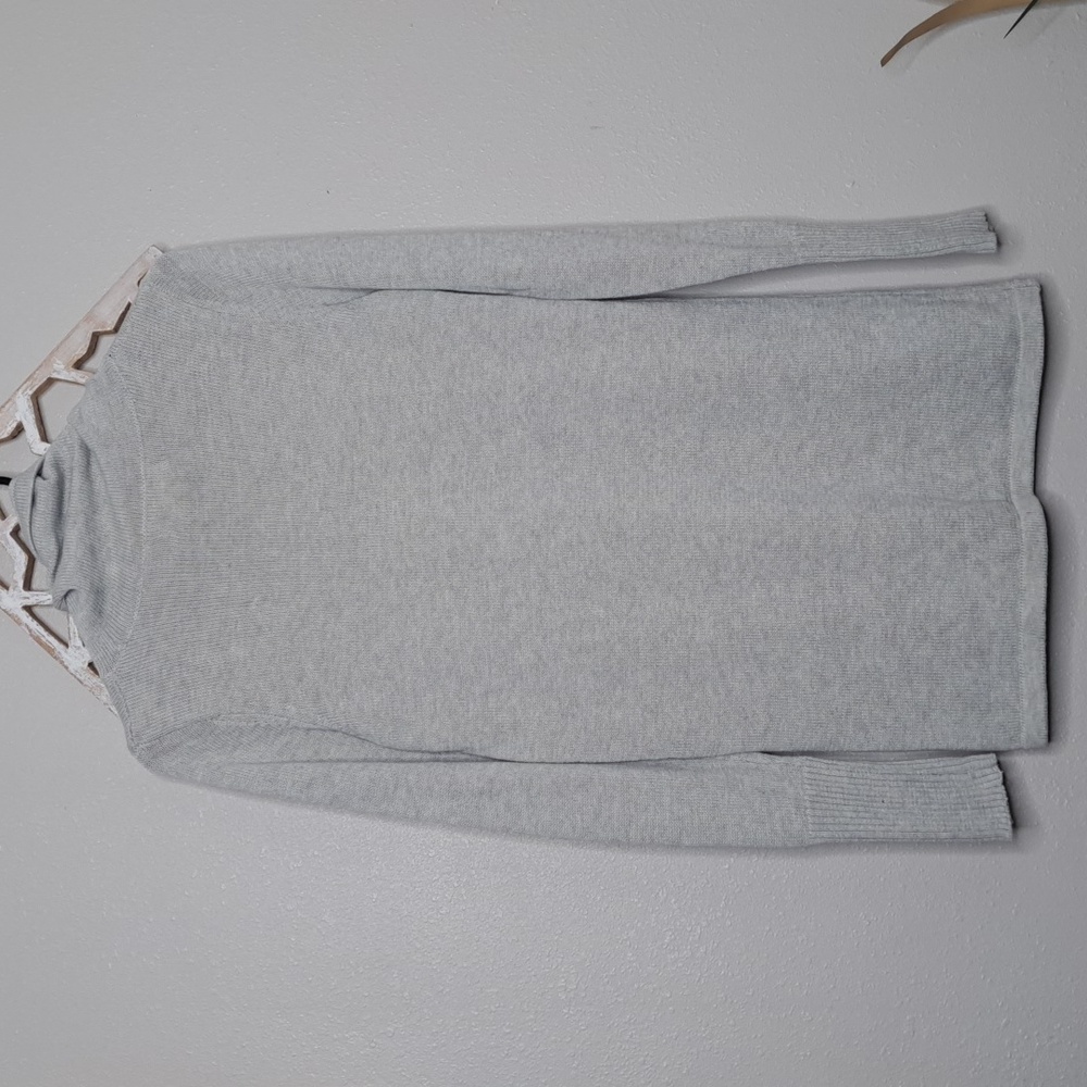 Akini Women’s Thumb Hole Sweater Gray Cowl Neck with Tie XS - Picture 6 of 16
